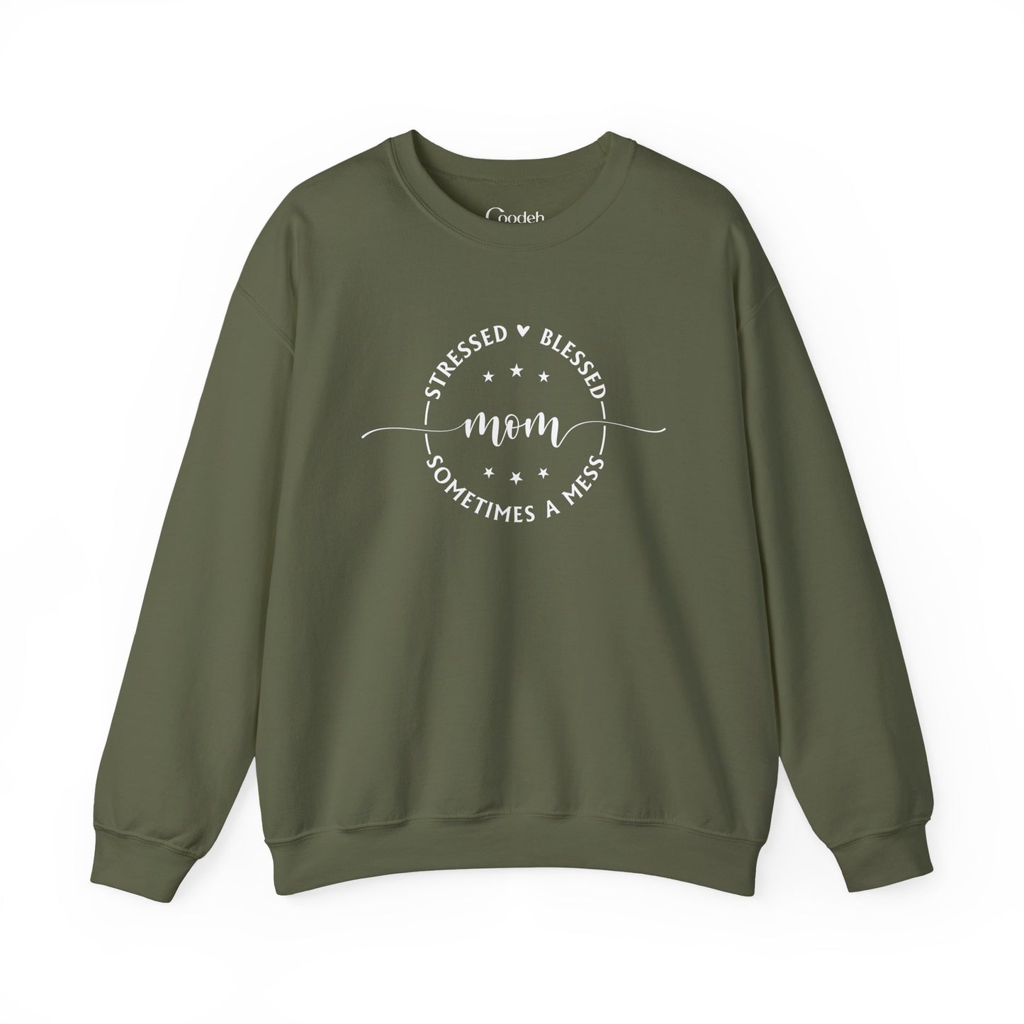 Stressed Blessed Mom Sometimes a Mess Crewneck Sweatshirt pink color option