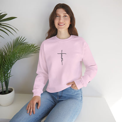 Faith Cross Script Crewneck Sweatshirt black color option